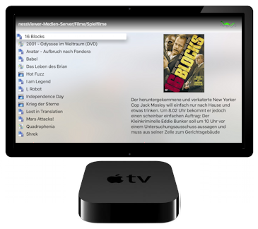 nessViewer Medien-Server Zugriff via Apple TV